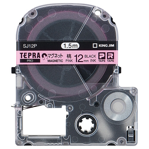 キングジム テプラ PRO テープカートリッジ マグネットテープ 12mm ピンク/黒文字 SJ12P 1個（ご注文単位1個）【直送品】