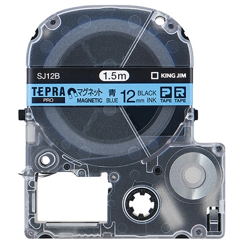 キングジム テプラ PRO テープカートリッジ マグネットテープ 12mm 青/黒文字 SJ12B 1個（ご注文単位1個）【直送品】