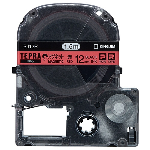 キングジム テプラ PRO テープカートリッジ マグネットテープ 12mm 赤/黒文字 SJ12R 1個（ご注文単位1個）【直送品】