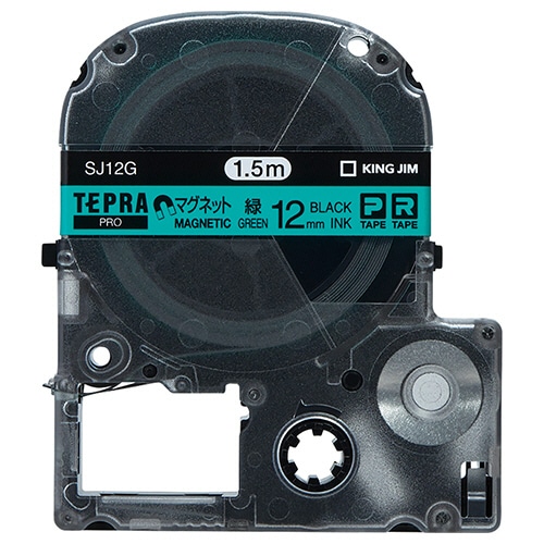 キングジム テプラ PRO テープカートリッジ マグネットテープ 12mm 緑/黒文字 SJ12G 1個（ご注文単位1個）【直送品】