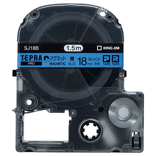 キングジム テプラ PRO テープカートリッジ マグネットテープ 18mm 青/黒文字 SJ18B 1個（ご注文単位1個）【直送品】