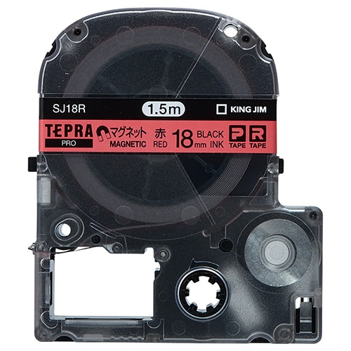 キングジム テプラ PRO テープカートリッジ マグネットテープ 18mm 赤/黒文字 SJ18R 1個（ご注文単位1個）【直送品】