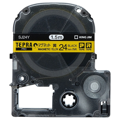 キングジム テプラ PRO テープカートリッジ マグネットテープ 24mm 黄/黒文字 SJ24Y 1個（ご注文単位1個）【直送品】