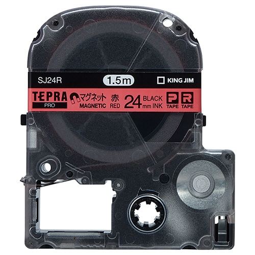 キングジム テプラ PRO テープカートリッジ マグネットテープ 24mm 赤/黒文字 SJ24R 1個（ご注文単位1個）【直送品】