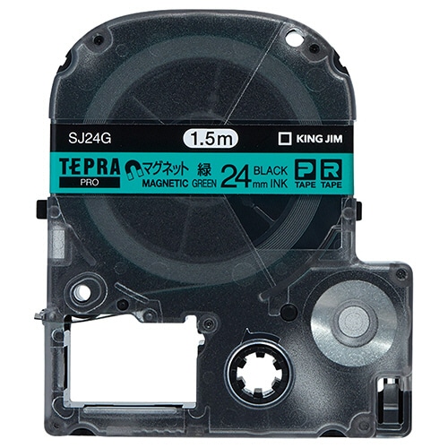 キングジム テプラ PRO テープカートリッジ マグネットテープ 24mm 緑/黒文字 SJ24G 1個（ご注文単位1個）【直送品】