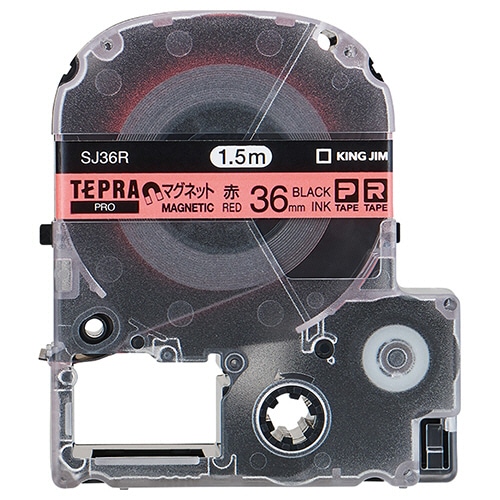 キングジム テプラ PRO テープカートリッジ マグネットテープ 36mm 赤/黒文字 SJ36R 1個（ご注文単位1個）【直送品】