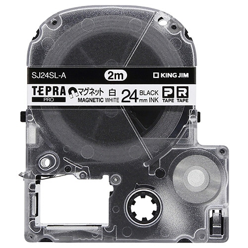 キングジム テプラ PRO テープカートリッジ マグネットテープ ロングタイプ2m巻 24mm 白/黒文字 SJ24SL-A 1個（ご注文単位1個）【直送品】
