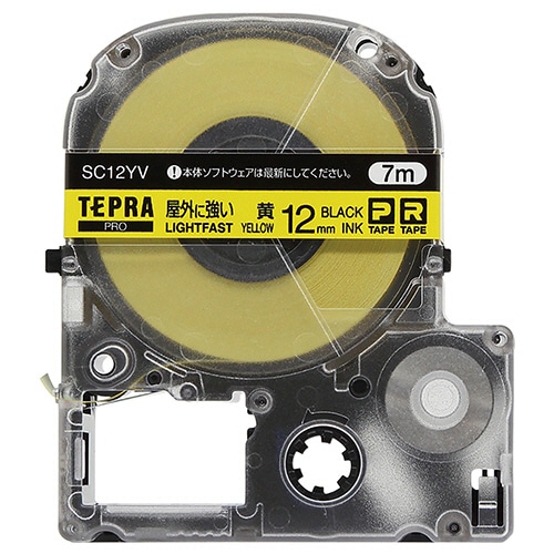 キングジム テプラ PRO テープカートリッジ 屋外に強いラベル 12mm 黄/黒文字 SC12YV 1個（ご注文単位1個）【直送品】