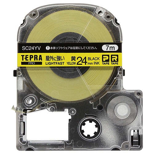 キングジム テプラ PRO テープカートリッジ 屋外に強いラベル 24mm 黄/黒文字 SC24YV 1個（ご注文単位1個）【直送品】