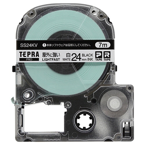 キングジム テプラ PRO テープカートリッジ 屋外に強いラベル 24mm 白/黒文字 SS24KV 1個（ご注文単位1個）【直送品】