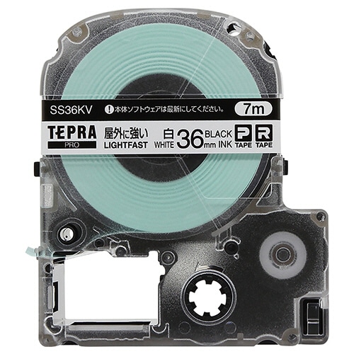 キングジム テプラ PRO テープカートリッジ 屋外に強いラベル 36mm 白/黒文字 SS36KV 1個（ご注文単位1個）【直送品】