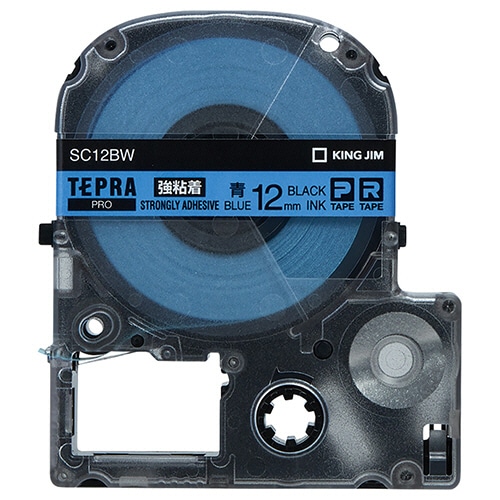 キングジム テプラ PRO テープカートリッジ 強粘着 12mm 青/黒文字 SC12BW 1個(ご注文単位1個)【直送品】