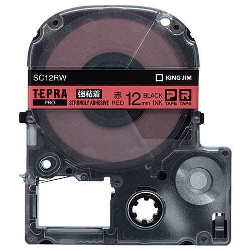 キングジム テプラ PRO テープカートリッジ 強粘着 12mm 赤/黒文字 SC12RW 1個（ご注文単位1個）【直送品】
