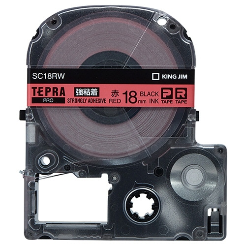 キングジム テプラ PRO テープカートリッジ 強粘着 18mm 赤/黒文字 SC18RW 1個（ご注文単位1個）【直送品】