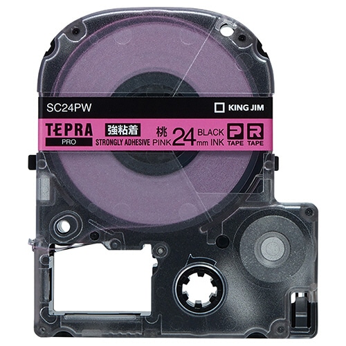 キングジム テプラ PRO テープカートリッジ 強粘着 24mm ピンク/黒文字 SC24PW 1個（ご注文単位1個）【直送品】