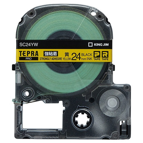 キングジム テプラ PRO テープカートリッジ 強粘着 24mm 黄/黒文字 SC24YW 1個（ご注文単位1個）【直送品】