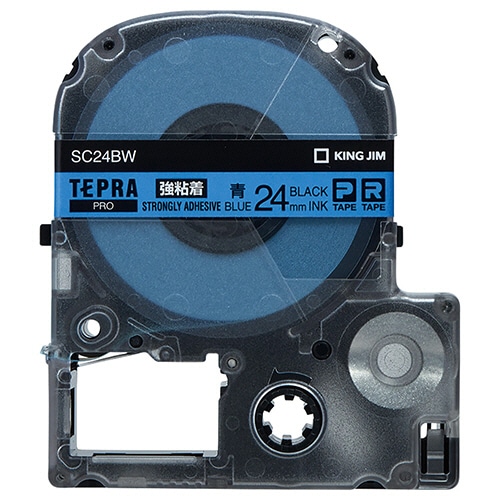 キングジム テプラ PRO テープカートリッジ 強粘着 24mm 青/黒文字 SC24BW 1個（ご注文単位1個）【直送品】