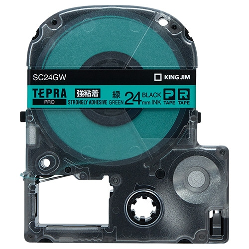キングジム テプラ PRO テープカートリッジ 強粘着 24mm 緑/黒文字 SC24GW 1個（ご注文単位1個）【直送品】