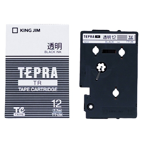 キングジム テプラ TR テープカートリッジ 12mm 透明/黒文字 TT12K 1個(ご注文単位1個)【直送品】