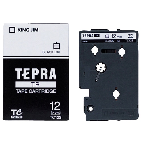 キングジム テプラ TR テープカートリッジ 12mm 白/黒文字 TC12S 1個(ご注文単位1個)【直送品】