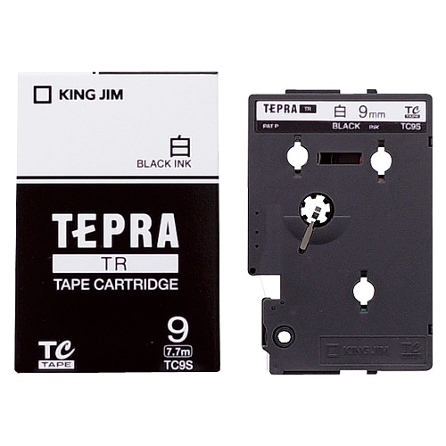 キングジム テプラ TR テープカートリッジ 9mm 白/黒文字 TC9S 1個(ご注文単位1個)【直送品】
