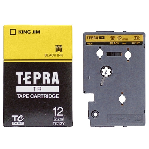 キングジム テプラ TR テープカートリッジ パステル 12mm 黄/黒文字 TC12Y 1個(ご注文単位1個)【直送品】