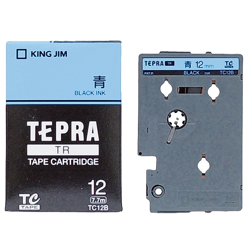 キングジム テプラ TR テープカートリッジ パステル 12mm 青/黒文字 TC12B 1個(ご注文単位1個)【直送品】