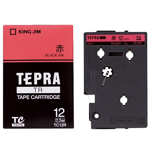 キングジム テプラ TR テープカートリッジ パステル 12mm 赤/黒文字 TC12R 1個(ご注文単位1個)【直送品】