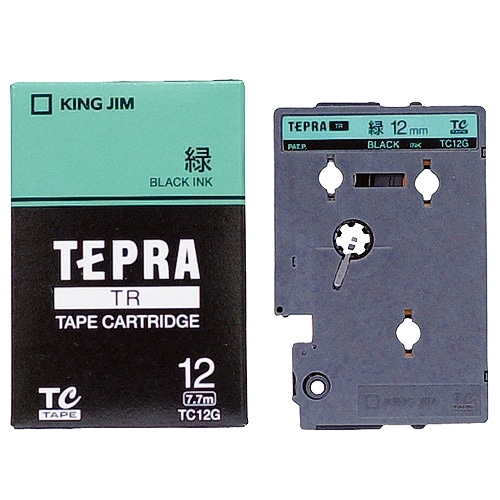 キングジム テプラ TR テープカートリッジ パステル 12mm 緑/黒文字 TC12G 1個(ご注文単位1個)【直送品】