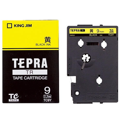 キングジム テプラ TR テープカートリッジ パステル 9mm 黄/黒文字 TC9Y 1個(ご注文単位1個)【直送品】