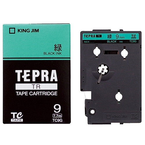 キングジム テプラ TR テープカートリッジ パステル 9mm 緑/黒文字 TC9G 1個(ご注文単位1個)【直送品】
