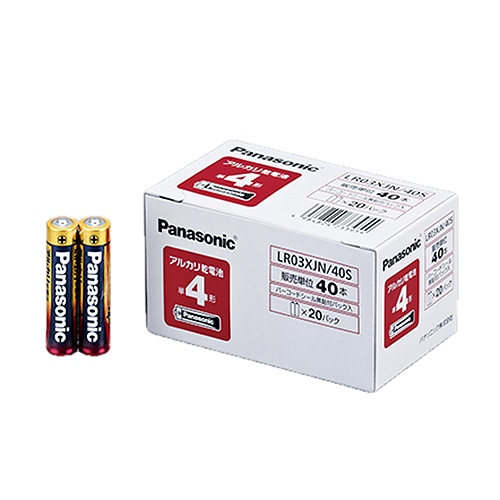 パナソニック アルカリ乾電池 単4形 LR03XJN/40S 40本/箱(ご注文単位1箱)【直送品】