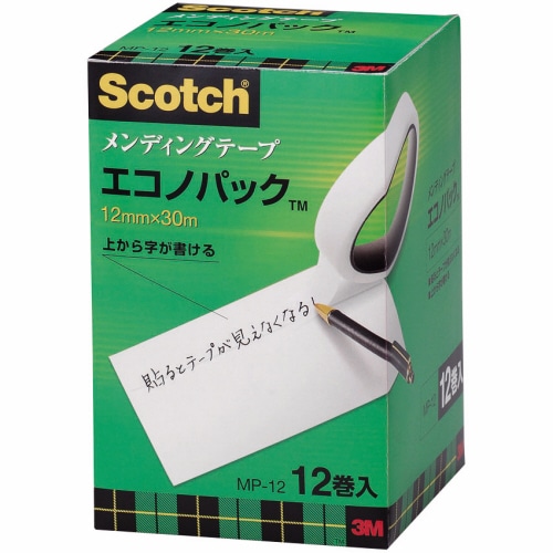 3M スコッチ メンディングテープ エコノパック 大巻 12mm×30m 紙箱入 業務用パック MP-12 12巻/袋(ご注文単位1袋)【直送品】
