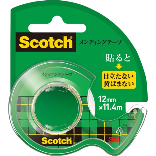 3M スコッチ メンディングテープ 使い切りタイプ 小巻 12mm×11.4m ディスペンサー付 CM-12 1個(ご注文単位1個)【直送品】