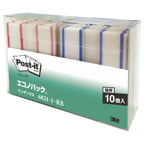 3M ポスト・イット ジョーブ エコノパック インデックス(記入用) 44×23mm レッド・ブルー 6821-1-RB 各色10冊 1袋（ご注文単位1袋）【直送品】