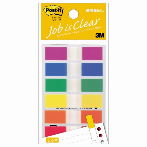 3M ポスト・イット ジョーブ 透明見出し 44×10mm レインボーカラー6色 683MH 6冊/袋(ご注文単位1袋)【直送品】