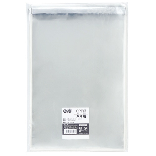 TANOSEE OPP袋 フタ・テープ付 A4用 225×310＋40mm 500枚/箱（ご注文単位1箱）【直送品】