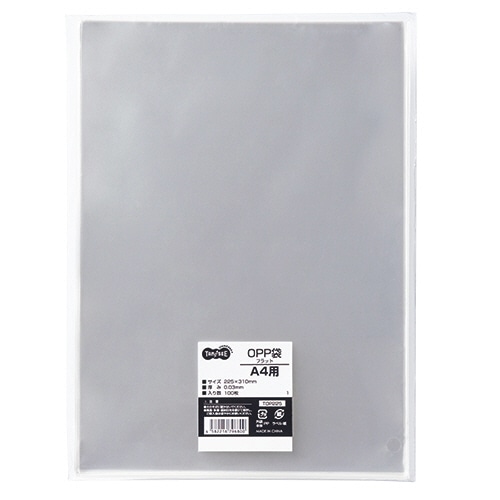 TANOSEE OPP袋 フラット A4用 225×310mm 1000枚/箱(ご注文単位1箱)【直送品】