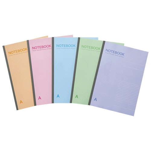 TANOSEE ノートブック A4 A罫7mm 40枚 5色パック 50冊/箱(ご注文単位1箱)【直送品】