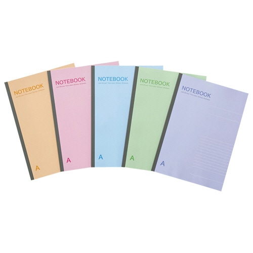 TANOSEE ノートブック セミB5 A罫7mm 30枚 5色パック 50冊/箱(ご注文単位1箱)【直送品】