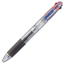 TANOSEE ノック式油性3色ボールペン(なめらかインク) 0.5mm (軸色:クリア) 10本/セット(ご注文単位1セット)【直送品】