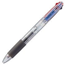 TANOSEE ノック式油性3色ボールペン(なめらかインク) 0.7mm (軸色:クリア) 10本/セット(ご注文単位1セット)【直送品】