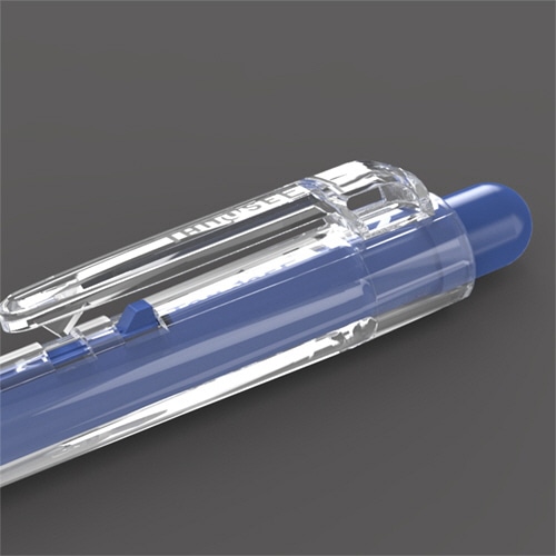 TANOSEE ノック式油性ボールペン 0.7mm 青 (軸色：クリア) 10本/袋（ご注文単位1袋）【直送品】