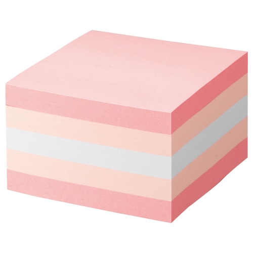 TANOSEE ふせん カラーブロック 75×75mm パステルピンク 1冊(ご注文単位1冊)【直送品】