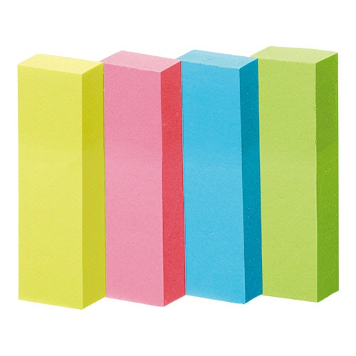 TANOSEE 強粘着ふせん 50×15mm ビビッドカラー･4色 60冊/箱（ご注文単位1箱）【直送品】
