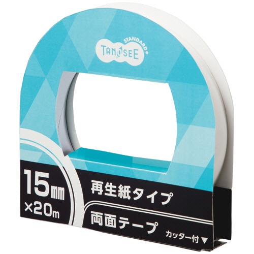 TANOSEE 再生紙両面テープ カッター付 15mm×20m 10巻/セット(ご注文単位1セット)【直送品】