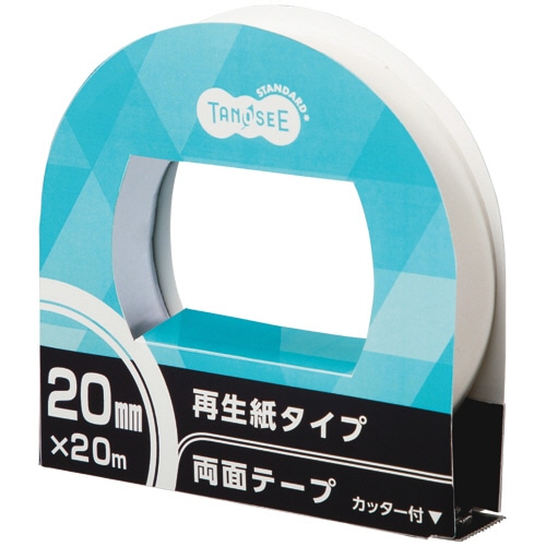 TANOSEE 再生紙両面テープ カッター付 20mm×20m 10巻/セット(ご注文単位1セット)【直送品】