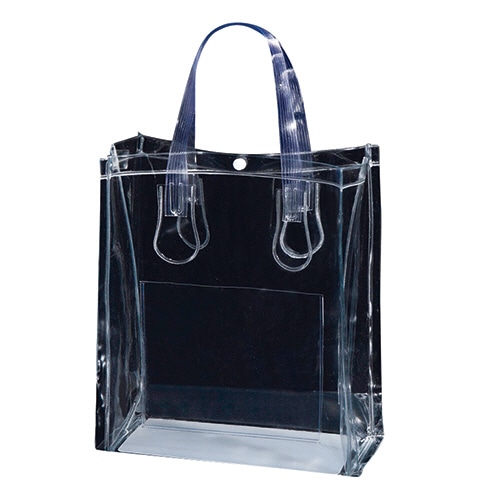 TANOSEE 透明PVCバッグ B5ワイド ポケット・ホック付 10枚/袋（ご注文単位1袋）【直送品】
