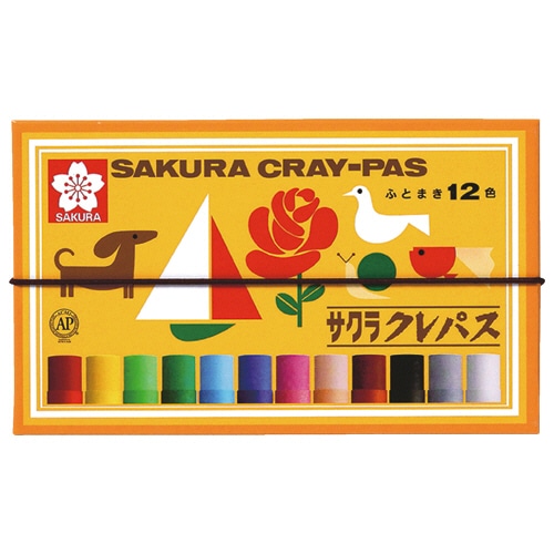 サクラクレパス クレパス太巻 12色(各色1本) バンド付き LP12R 1箱（ご注文単位1箱）【直送品】