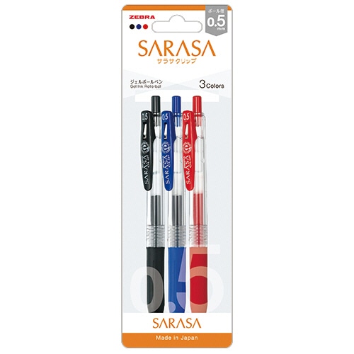 ゼブラ ジェルボールペン サラサクリップ 0.5mm 3色セット JJ15-3C-N 1パック（ご注文単位1パック）【直送品】